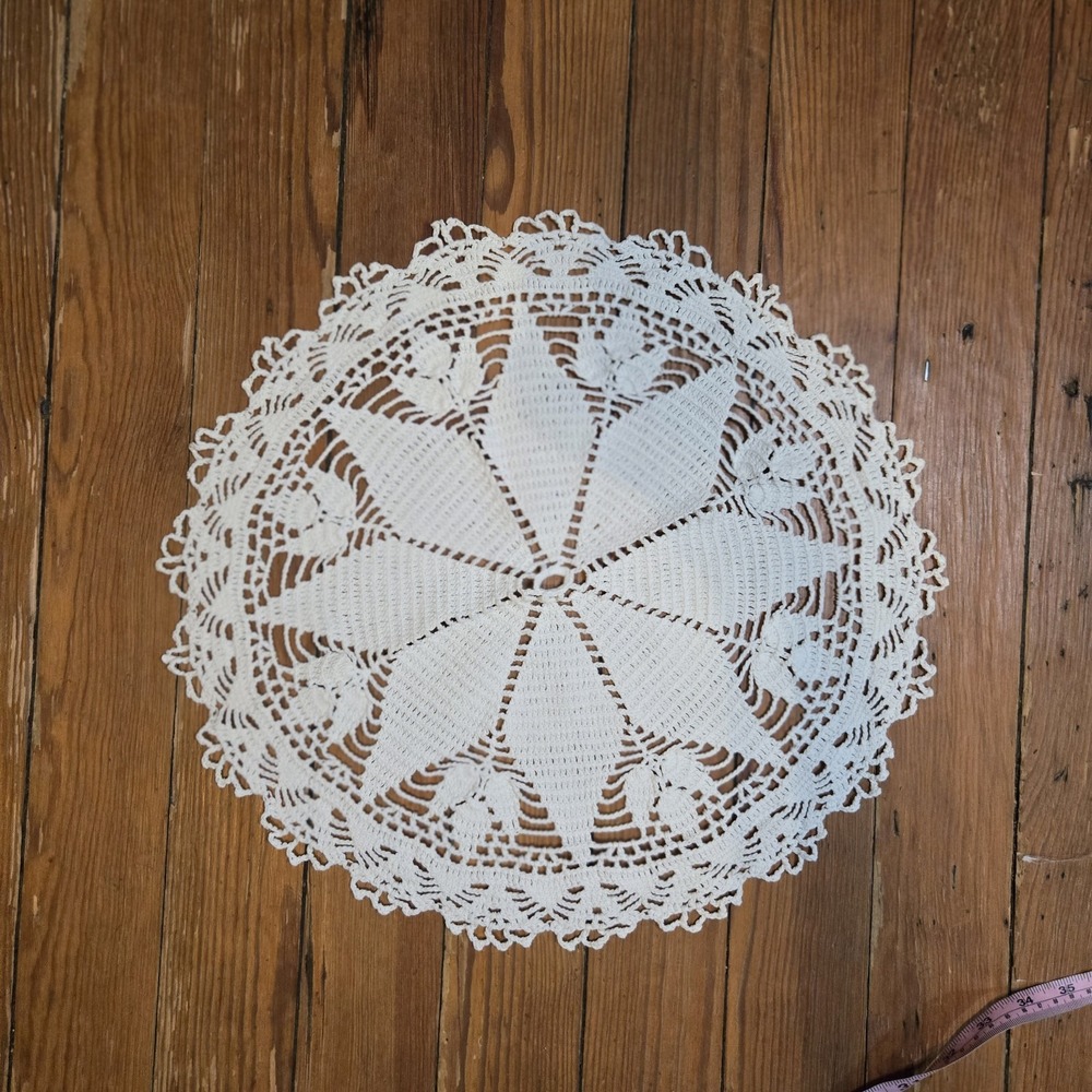 Round Crochet Table Cloth Doily 16" Side Table Dresser Vintage CottageCore
